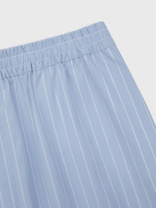 Stripe Cotton Band Shorts - Light Blue
