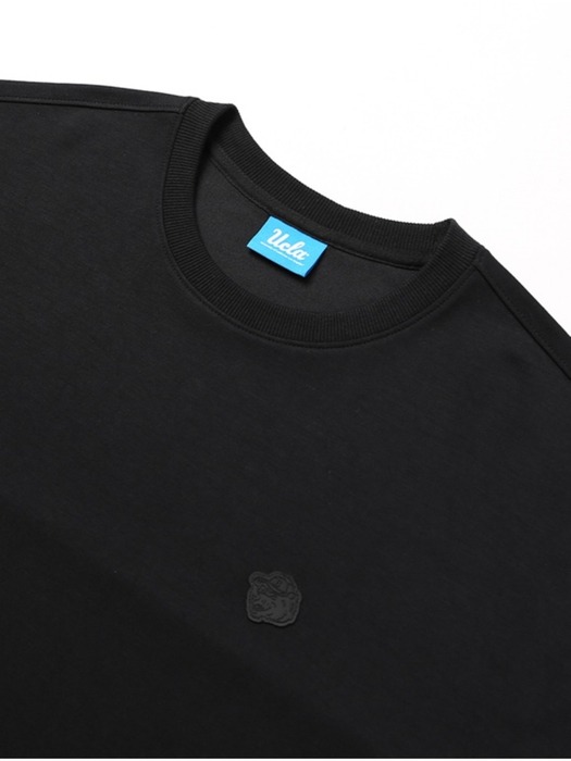 남녀공용 뒷절개 쿠션지 라운드 티셔츠[BLACK](UA4ST85_39)