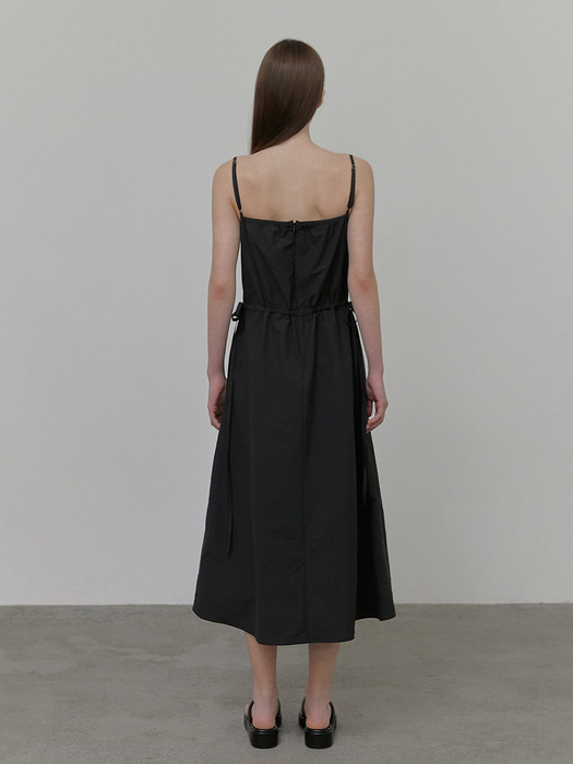 Slip Logo String Dress, Black