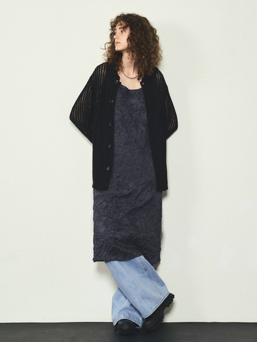 Summer Knit Shirts Cardigan_CTK218(Black)