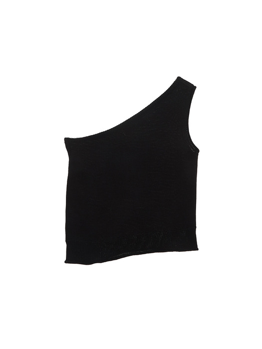 SIDE BUTTON ONE SHOULDER KNIT TOP IN BLACK - Image 3