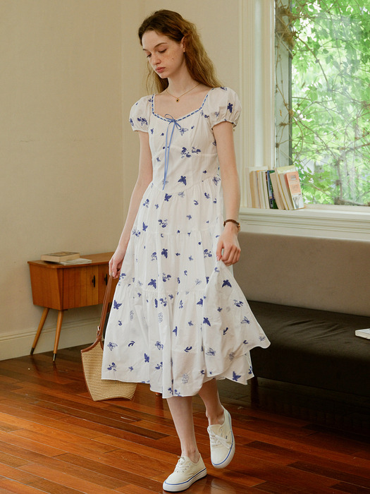 Cest_Butterfly puff sleeve dress