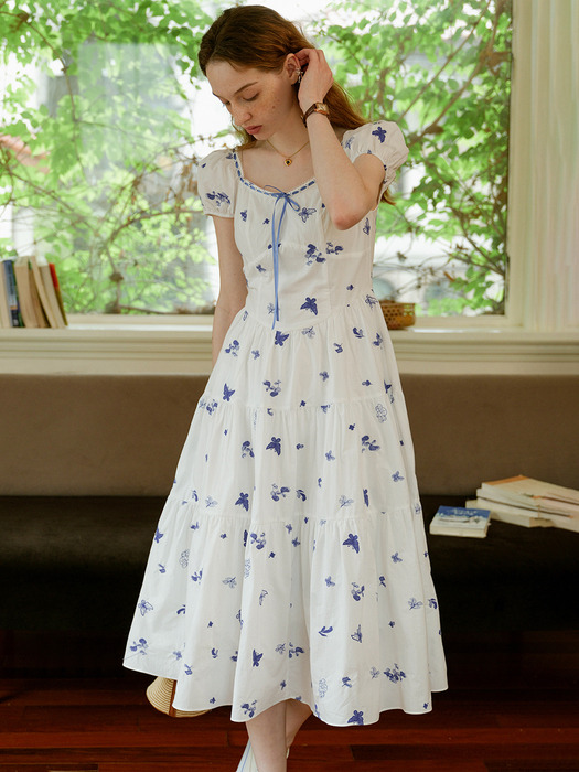 Cest_Butterfly puff sleeve dress