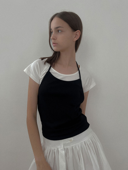 [24 SUMMER][SALT Label] JESSIE LAYERED HALTER TOP_BLACK