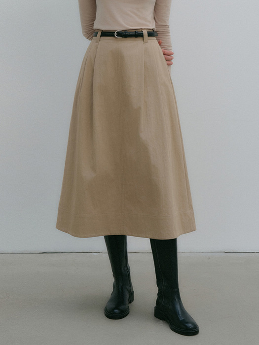 니아 턱 에이 라인 스커트 / NIA TUCK A LINE SKIRT_2colors