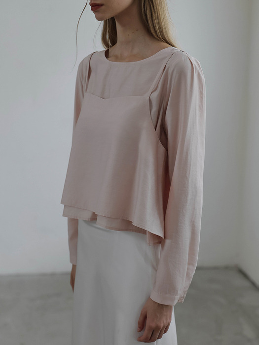 Bustier Layered Blouse [Pink]