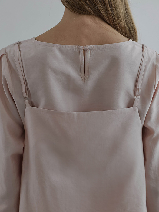 Bustier Layered Blouse [Pink]