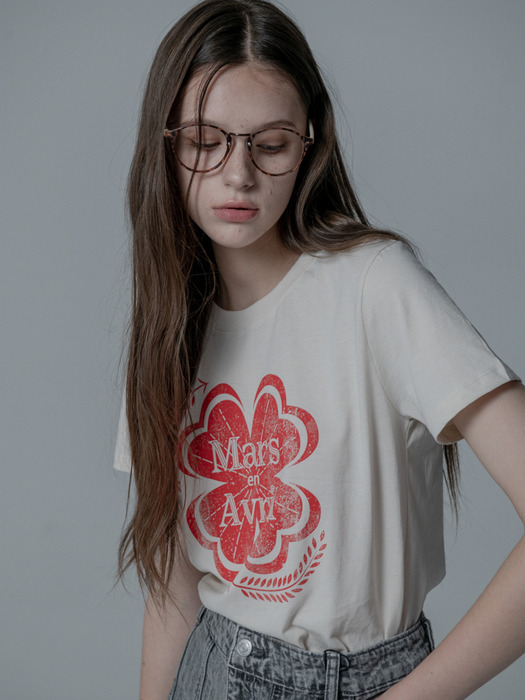 VINTAGE CLOVER TSHIRT_BUTTER VERMILION