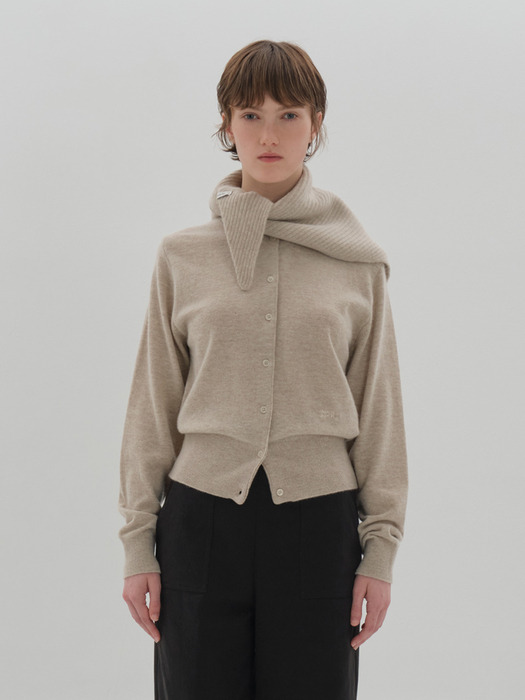 le conte cardigan + wool scarf set_hush beige