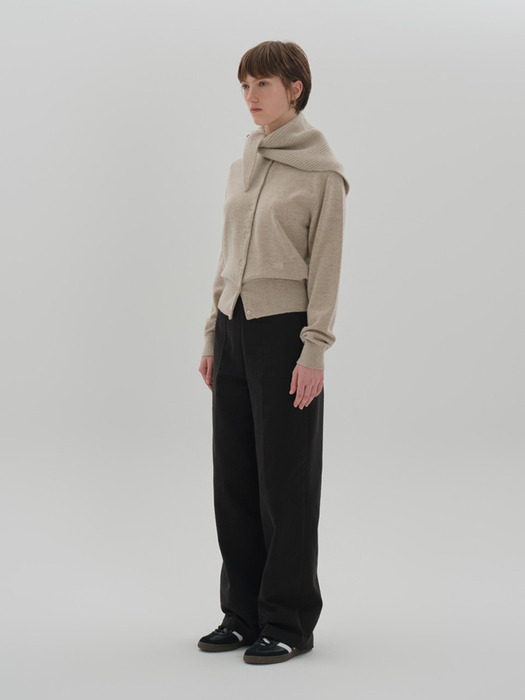 le conte cardigan + wool scarf set_hush beige