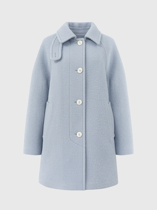 헤일리 울 부클 하프 코트_아쿠아 블루 / HAILY WOOL BOUCLE HALF COAT_AQUA BLUE