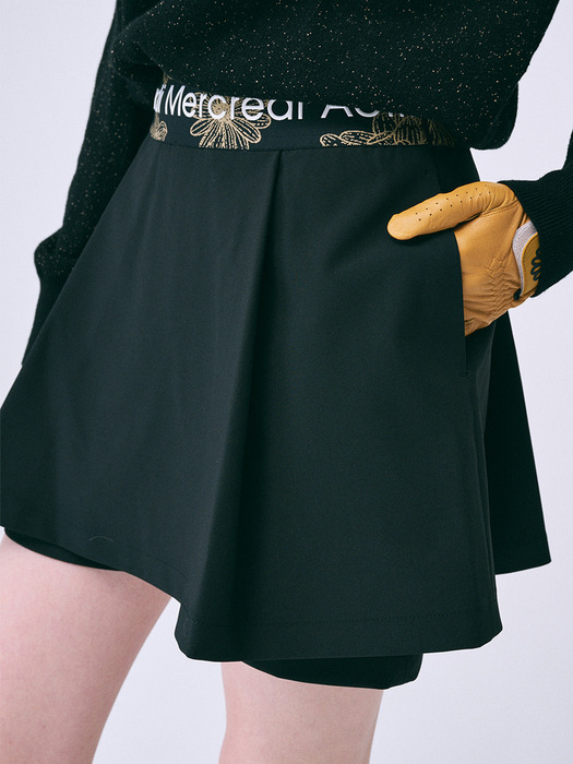 A-LINE MINI SKIRT JACQUARD BAND ALL FLOWERS_BLACK IVORY