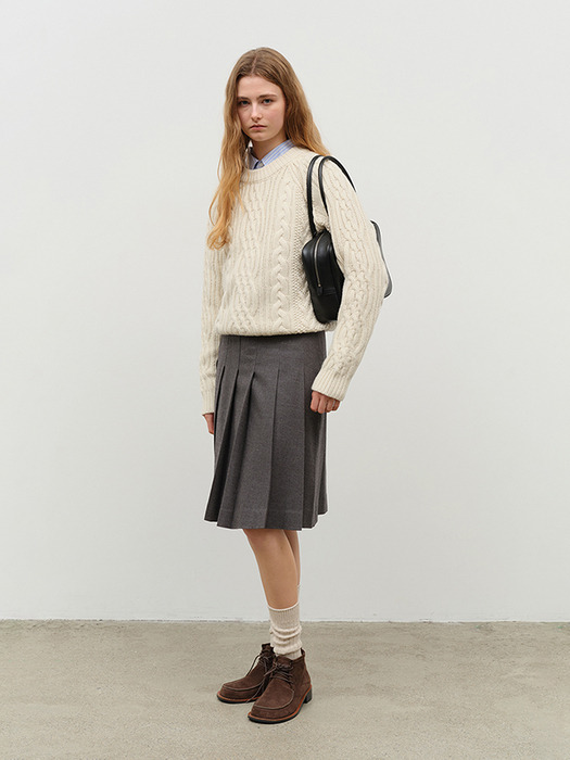 UNISEX CLASSIC FISHERMAN SWEATER IVORY_UDSW4D122IV