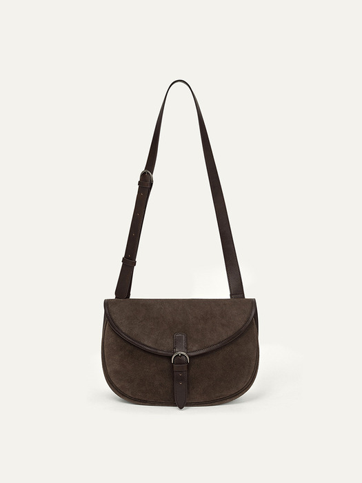 Margo Suede Crossbody Bag Charcoal-Brown