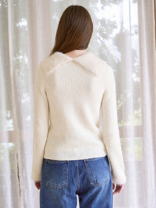 [재입고완료] Yeti Furry Sailor Cardigan (Vanilla)