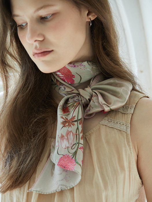 Romantic Waltz Long Petit Silk Scarf [PML-1382col.2]