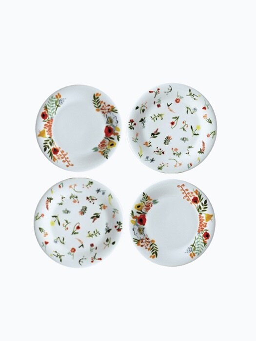 language of flowers 8inch plate SET (4pcs)