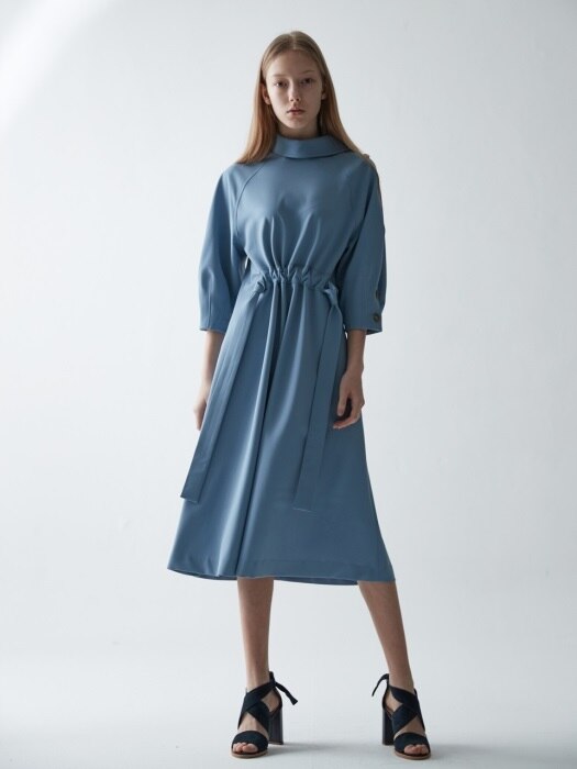 BUTTON STRING DRESS_BLUE