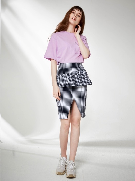 Front Cut Out Frill Check Skirt