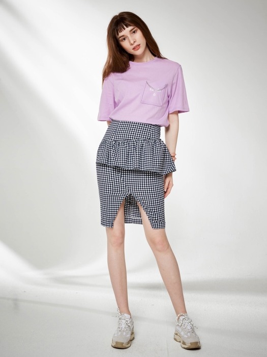 Front Cut Out Frill Check Skirt