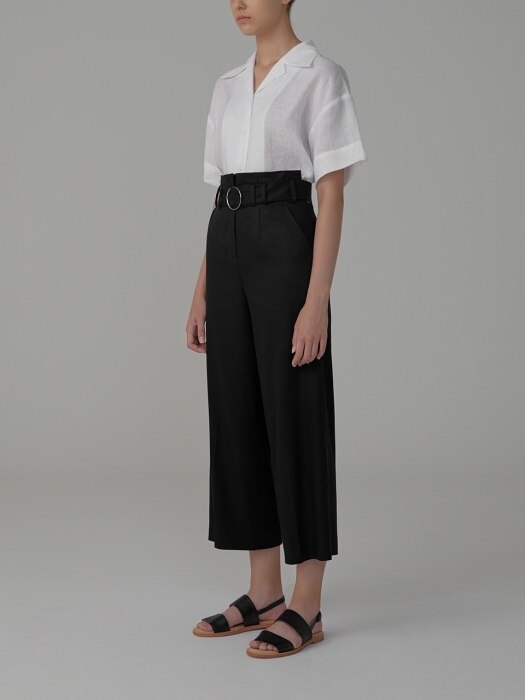 Belted wide-leg trousers