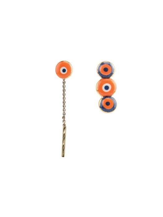 3round bold unbalance earring2 (Orange)