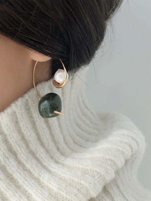 Pearl Two-way Earring(Green)