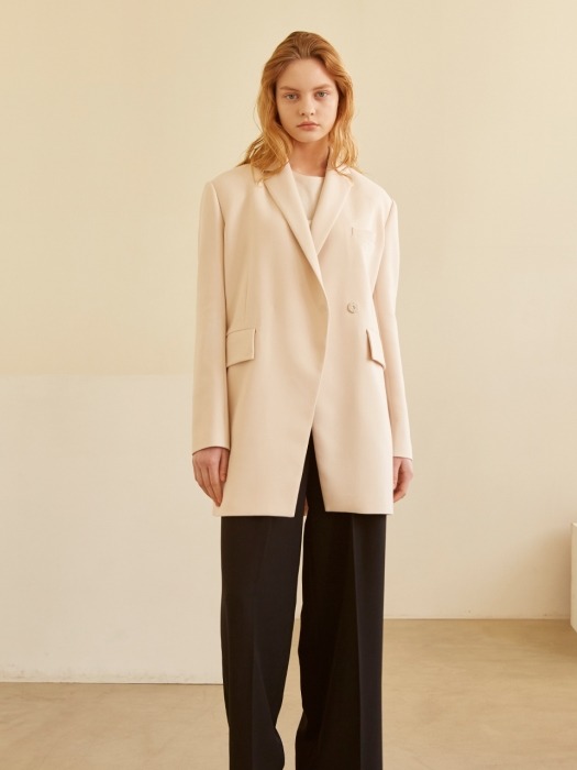 19SS DOUBLE LONG BELTED BLAZER LIGHT BEIGE