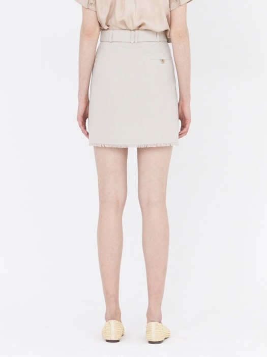 19SS BUTTON-FRONT MINI SKIRT WITH BELT BEIGE