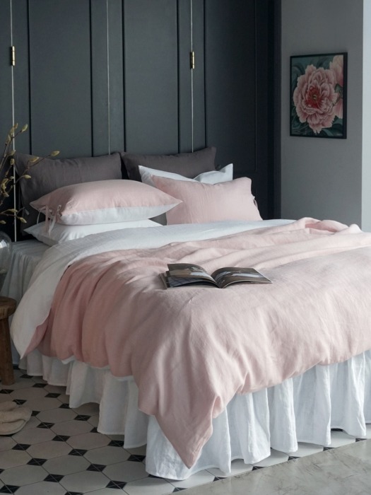 ROSE LINEN BEDDING SET - PINK