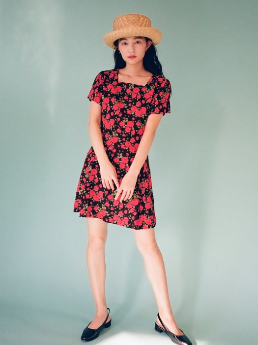 Rose Printed Mini Dress OPS