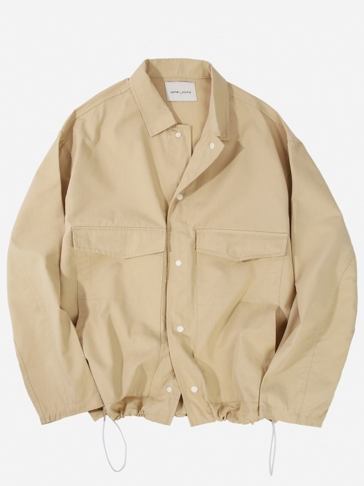 Pocket String Shirt Jacket_Beige