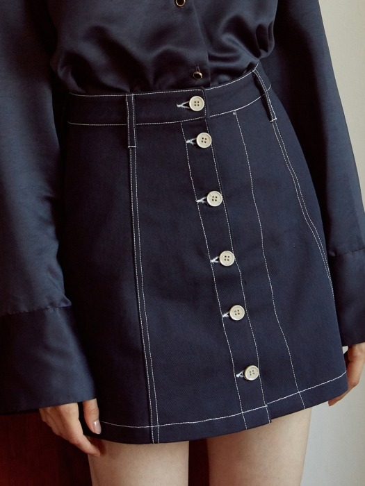 [By Joorti] J242 Stitched skirt (navy)