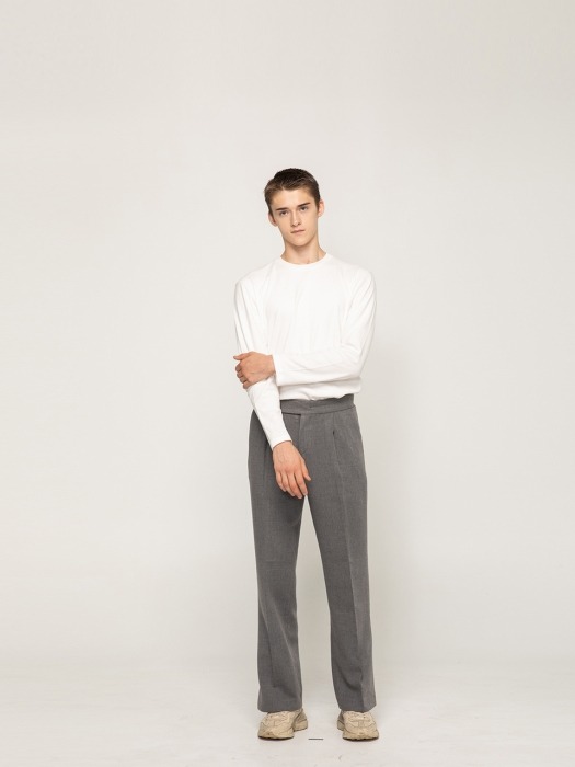 Side Slit Trousers [ Light Grey ]