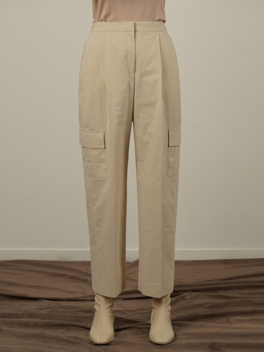 LS WIDE CARGO PANTS_BEIGE