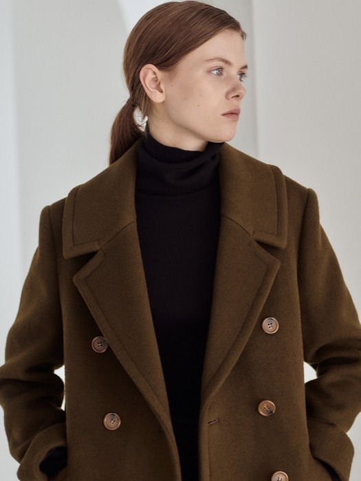 Wide-collar double long coat