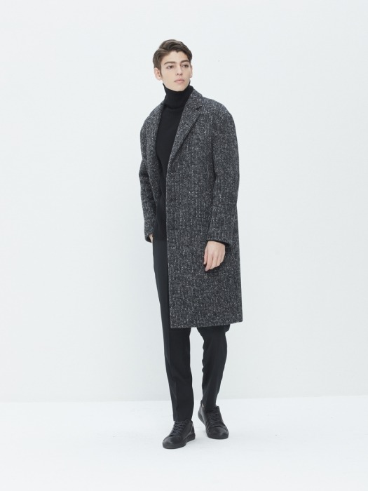 Wool Blend Single Chester Coat Dark Grey