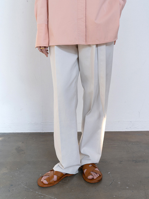 Button belted wide pants