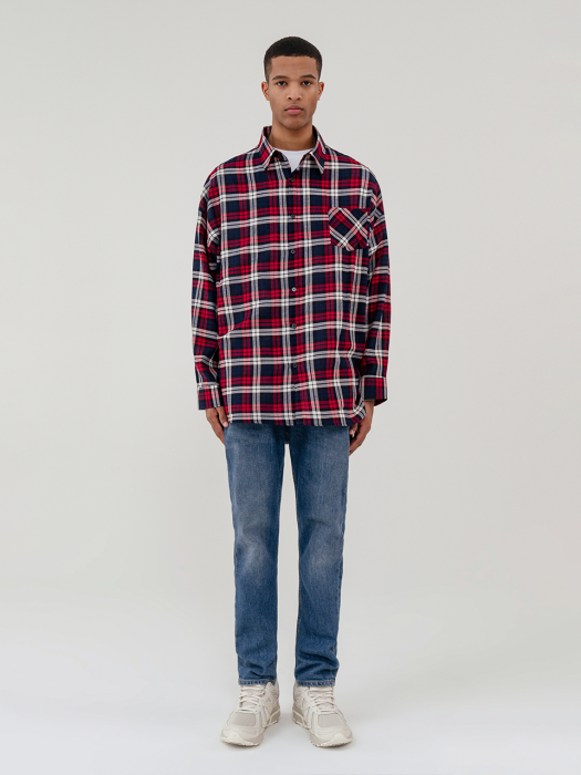 Overfit double check shirt_red