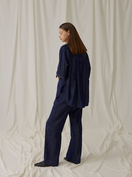 20S/S SILKY TROUSERS (NAVY)