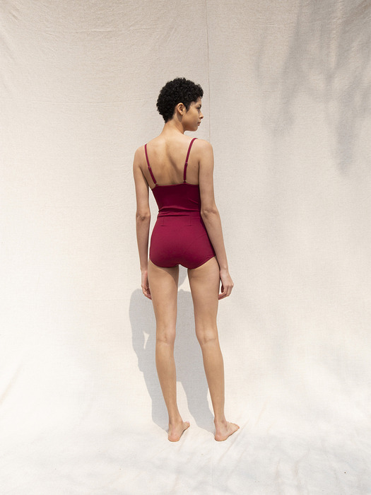 Plunge swimsuit_burgundy