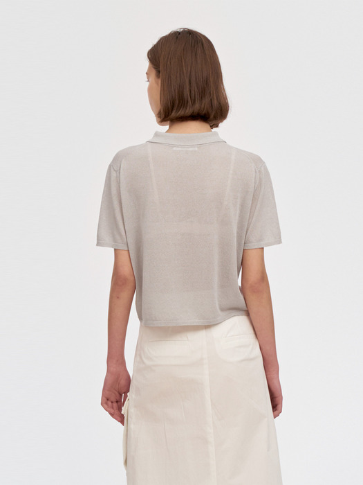 HALF PLACKET SUMMER KNIT WOMEN [GRAY]