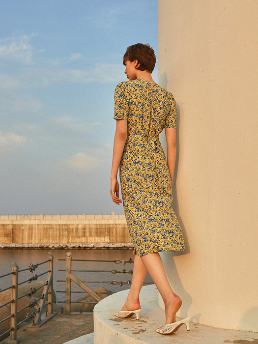 Floral Tie Back Dress_Yellow