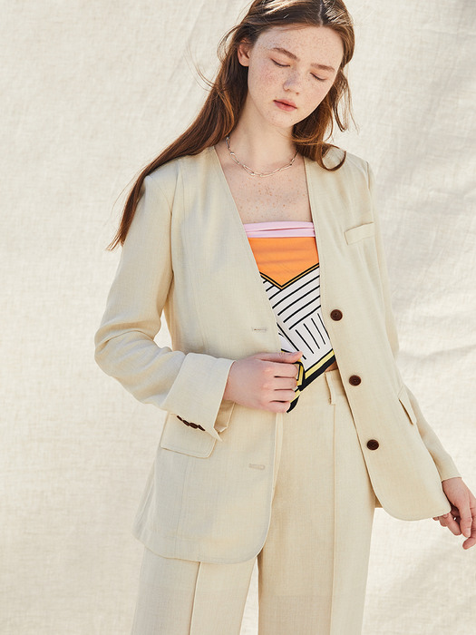 [Easy] Summer No-Collar Belted Blazer (4colors)