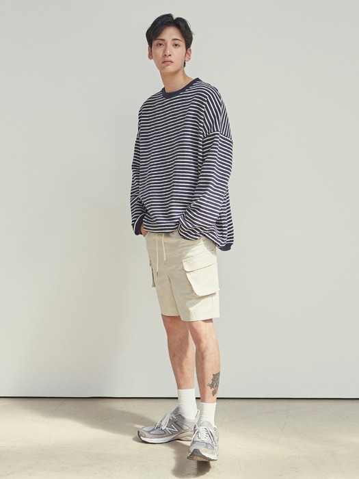 OVERSIZED STRIPE CREWNECK_NAVY