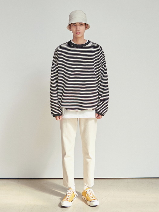 OVERSIZED STRIPE CREWNECK_NAVY