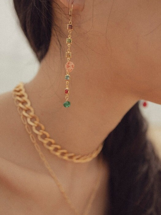 Vintage color chain earring