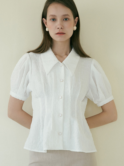 comos391 v-neck collar blouse (white)