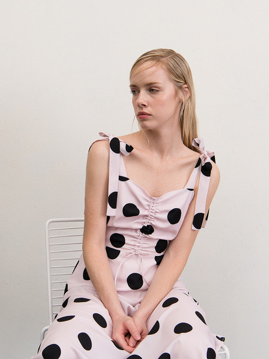 Light Pink Slip Dress with Dotted Pattern