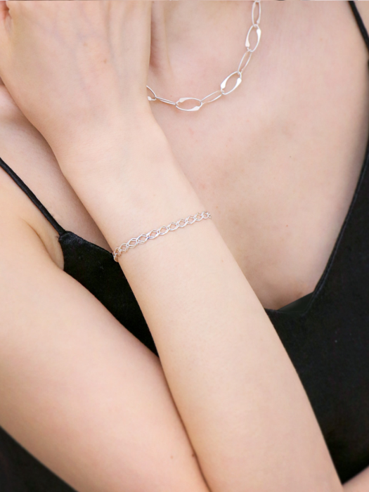 Double Rhombus Chain Bracelet Ib67 [Silver]